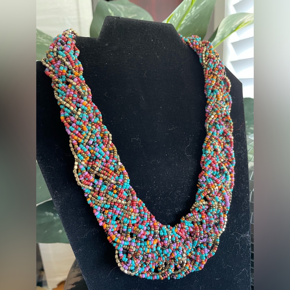 Multi-Colored Wrap Statement Necklace